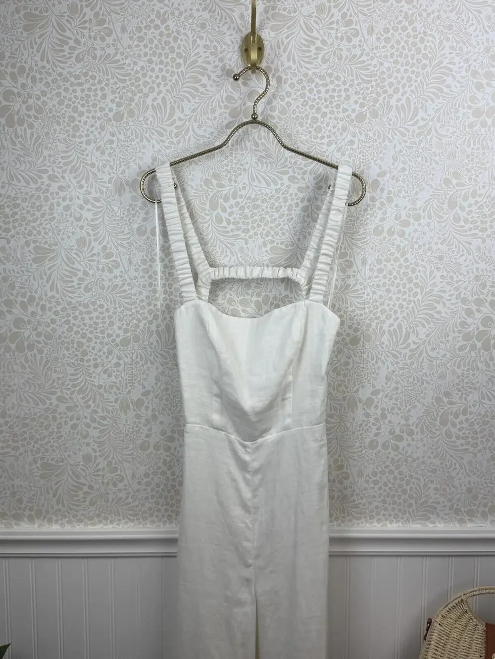 Reformation Harlow White Linen Wide-Leg Jumpsuit - Size - 6 - NWT
